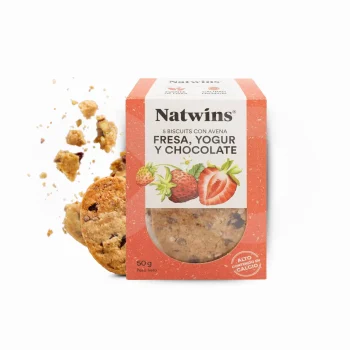 NATWINS® Bolacha Aveia Morangos Iogurte Chocolate 5 un.